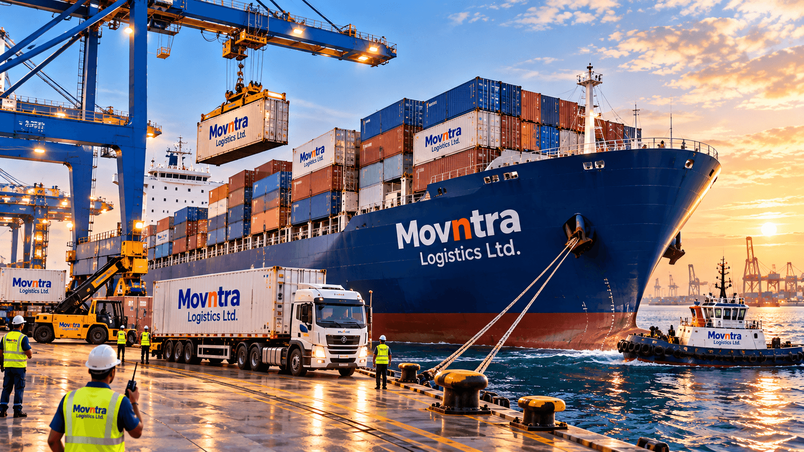 Container vessel alongside a quay