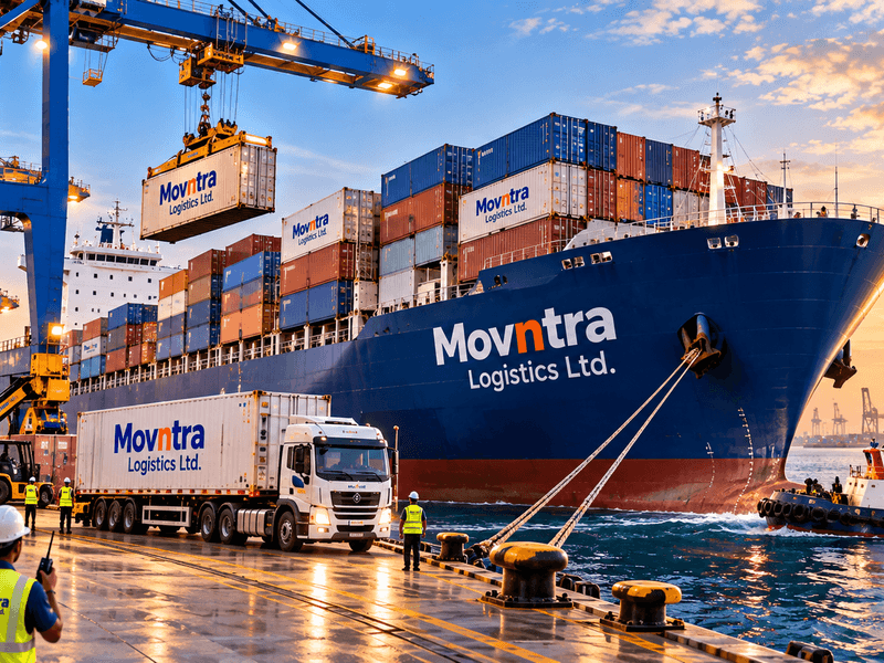 Container vessel alongside a quay